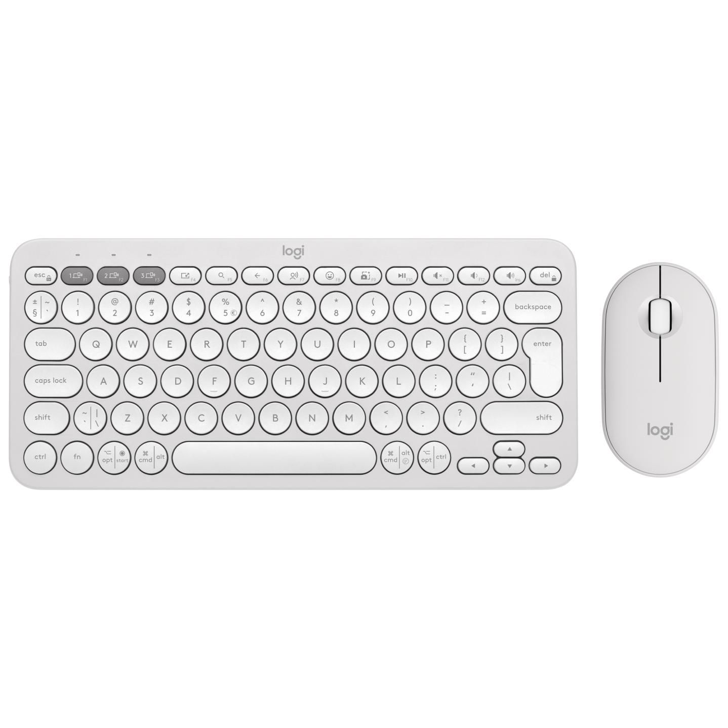 Logitech 920-012240 clavier Souris incluse Universel RF sans fil + Bluetooth QWERTY US International Blanc