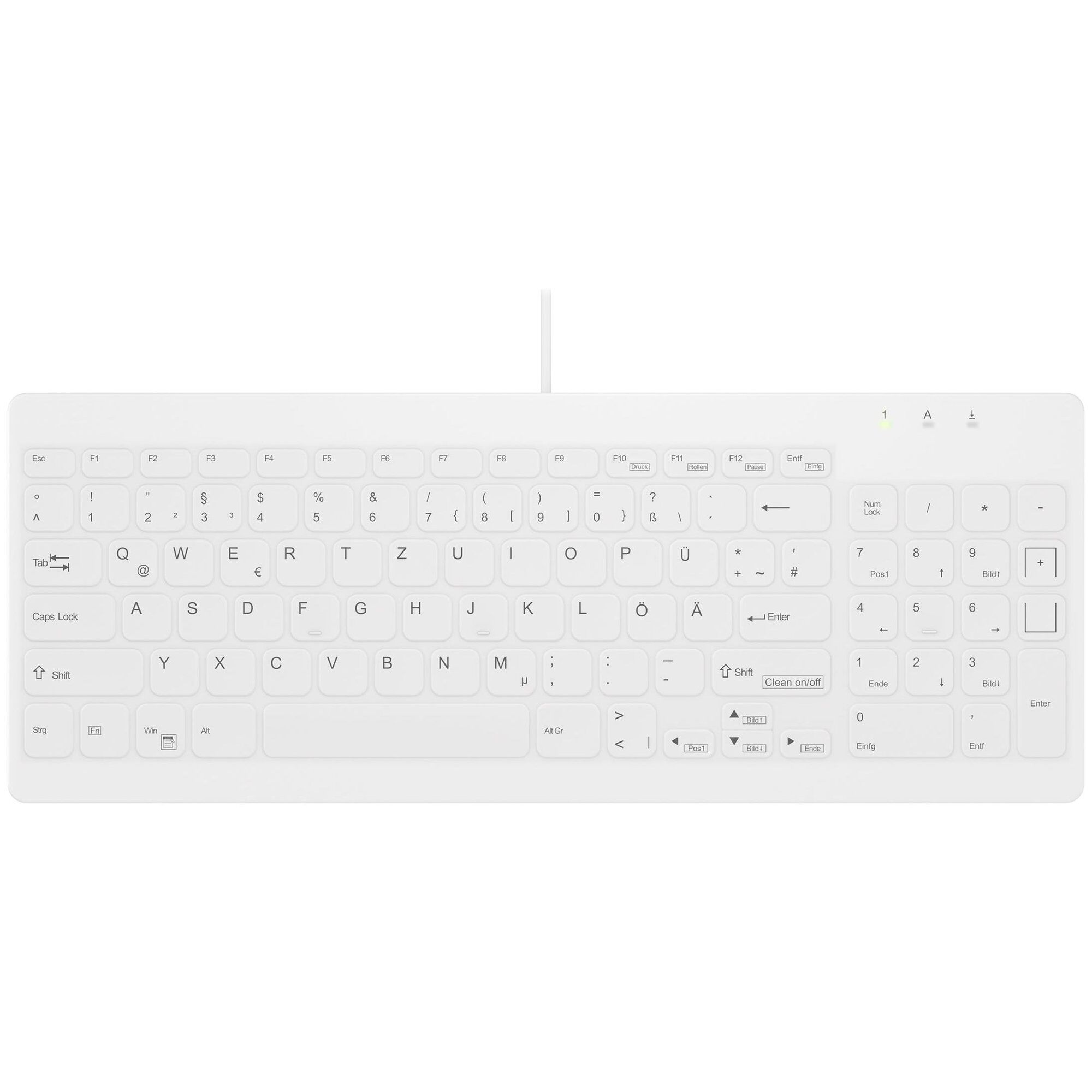 Contour Active Key QuickClean AK-C7012 - Clavier - design médical et hygiénique - compact - USB - Allemand - blanc