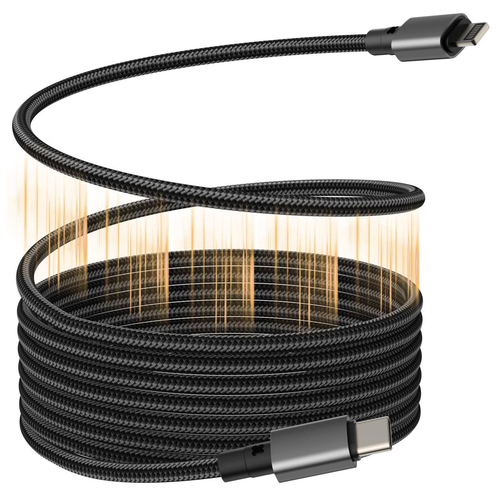 VISION - Câble Lightning - USB-C mâle pour Lightning mâle - 1 m - noir - magnétique, Prise en charge de Power Delivery