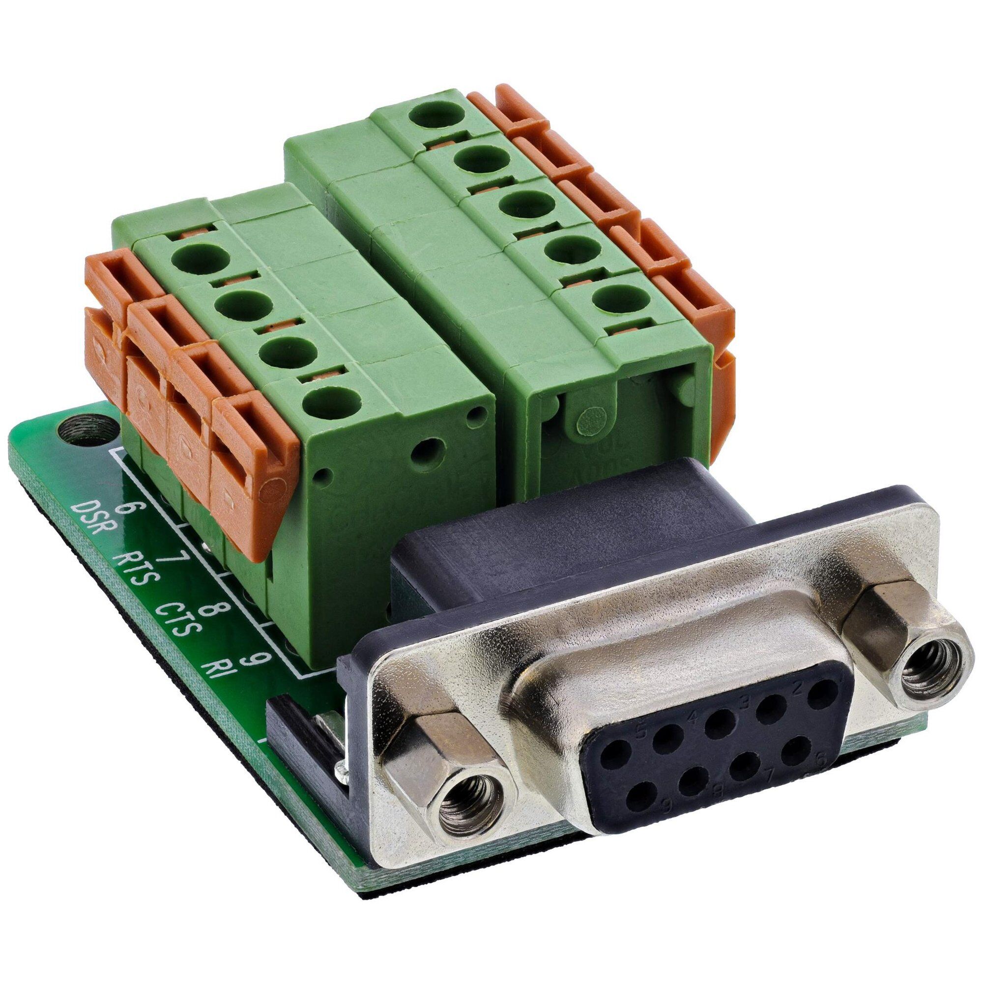 Connecteur InLine 92501A - Bloc terminal/D-Sub 9, Noir et Vert