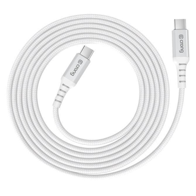 Cable Crong USB-C, 0.25 m, Aluminio, Plata y Blanco