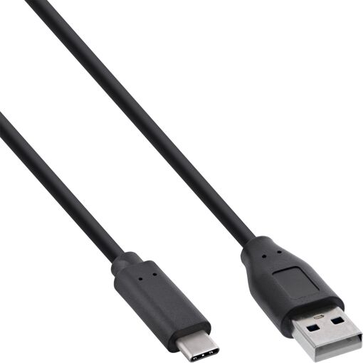 Cable USB InLine 2.0 - 0,5 m, USB C a USB A, Negro