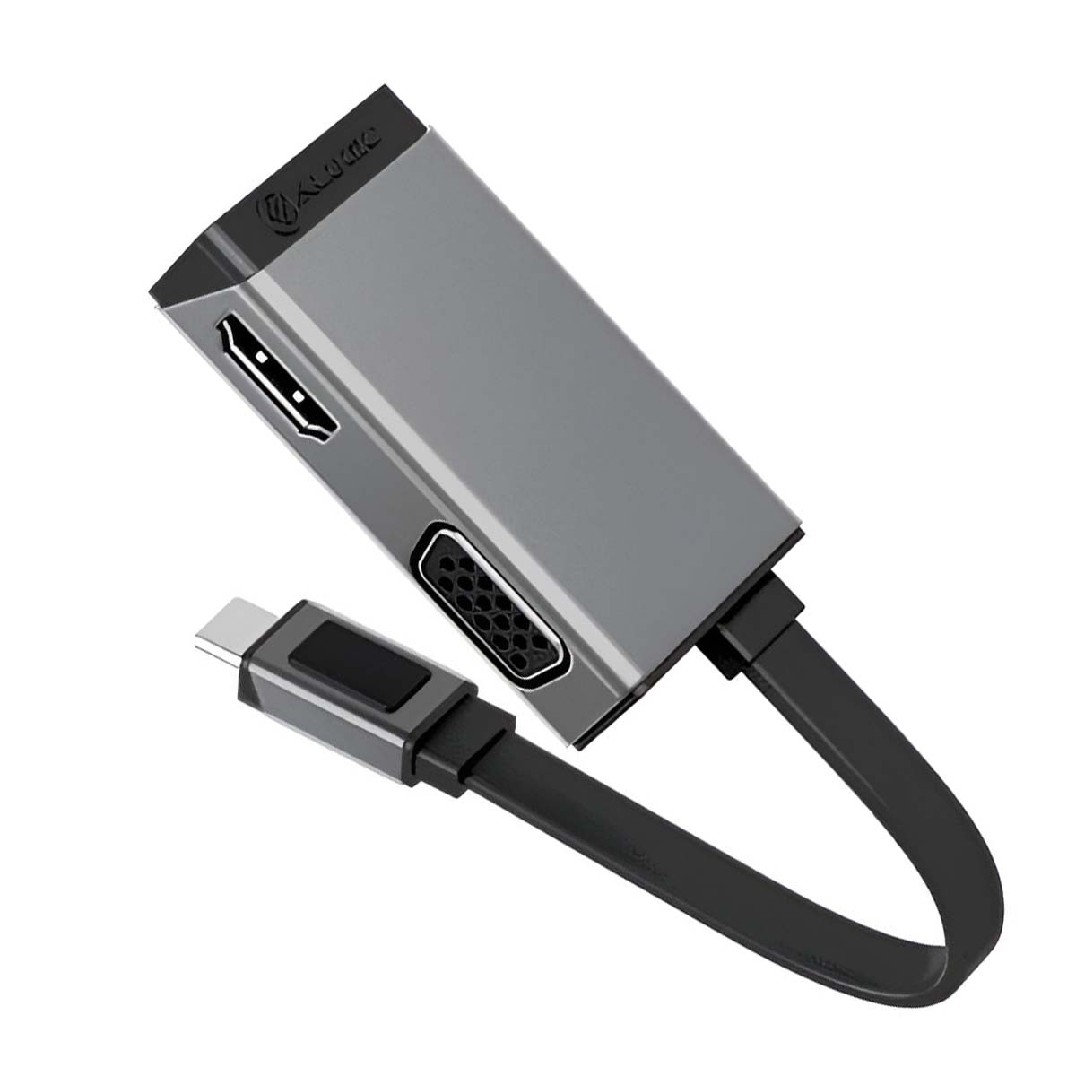 Adaptateur Vidéo Duo Play 2-en-1 USB-C vers HDMI et VGA avec Affichage 4K 60Hz A-Logic Gris
