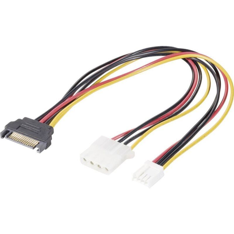 Câble Y Renkforce Alimentation [1x Alimentation séta Mâle 15 Pôles - 1x Alimentation Ide Femelle 4 Pôles, Floppy Mâle 4 Pôles] 0.20 M Noir, Roug A865262