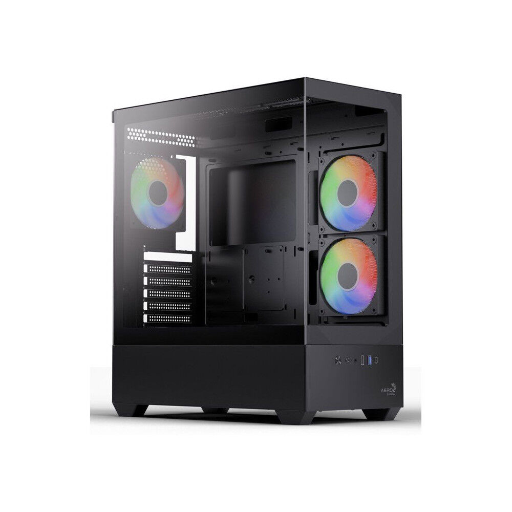 Boîtier Mid-Tower AEROCOOL P500D - Verre trempé, 3x120mm A-RGB, USB-C, Noir