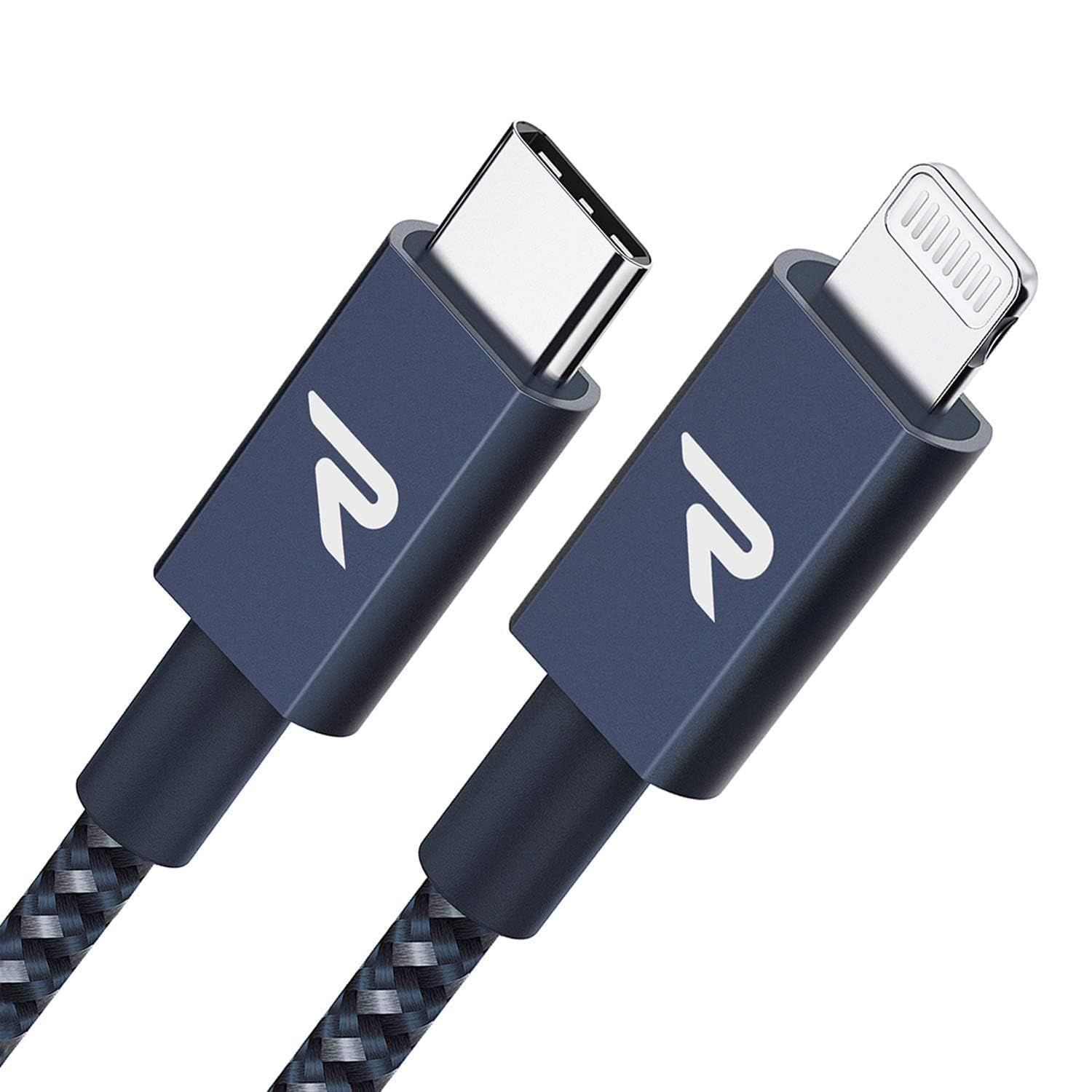 MEVRONISSHOP-Câble USB C vers Lightning 2M MFi Certifié, Câble Lightning USB C Power Delivery Nylon Tressé pour iPhone 14/13/12/11/11 Pro/XS/XR/X/8, iPad Mini 5, iPad Air 2019 - Bleu Marine