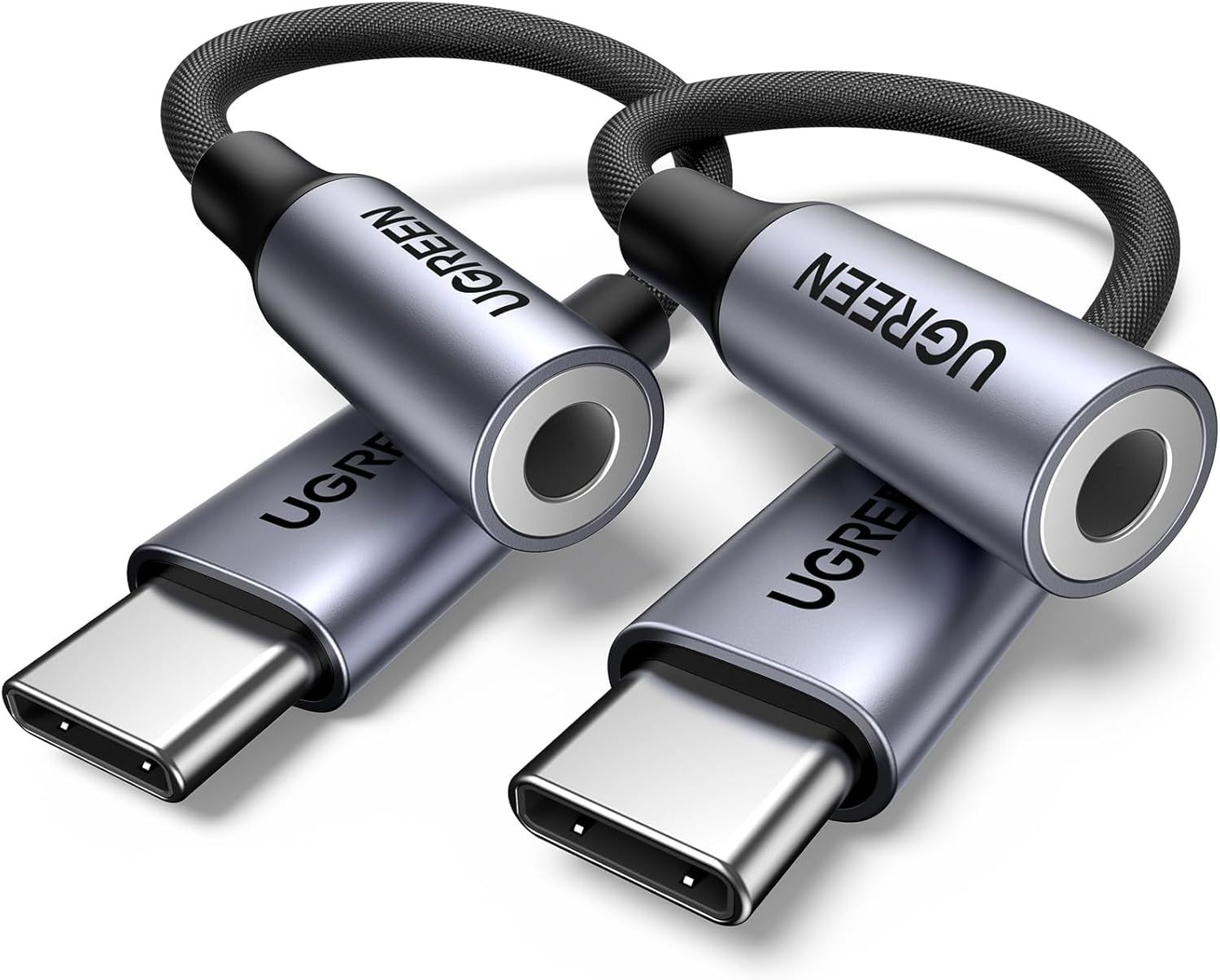 MEVRONISSHOP-Adaptateur USB C Jack 3.5mm TRRS DAC Compatible avec iPhone 17 Pro Max Plus 16 Galaxy S25 S24 Pixel 10 9 8 MacBook iPad Pro Air Câble Casque Micro Écouteurs Numérique 4 Pôles (Gris 2pcs)