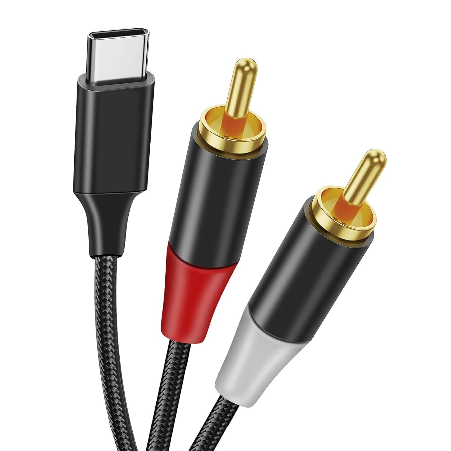 MEVRONISSHOP-Câble 2 RCA USB C Audio Stéréo Adaptateur Type C Mâle vers 2RCA Mâle Y Auxiliaire Audio Câble Numérique Compatible avec Phone 15/Pad/Amplificateur/Home Cinéma/Enceinte/HDTV etc.