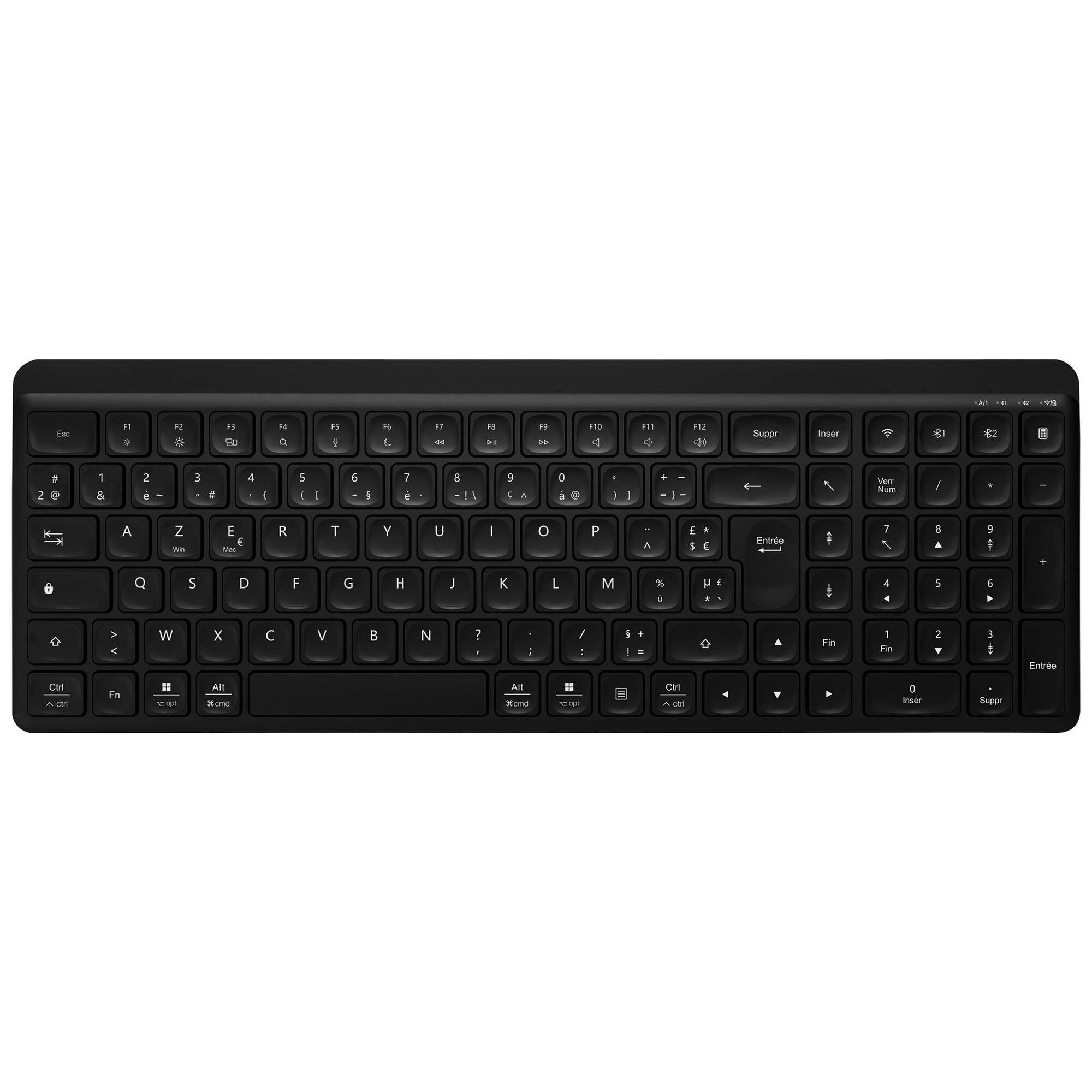 T'nB SILENT PRO - Clavier - ultra-quiet, rechargeable - compact - sans fil - Bluetooth, 2.4 GHz - AZERTY - Français - noir
