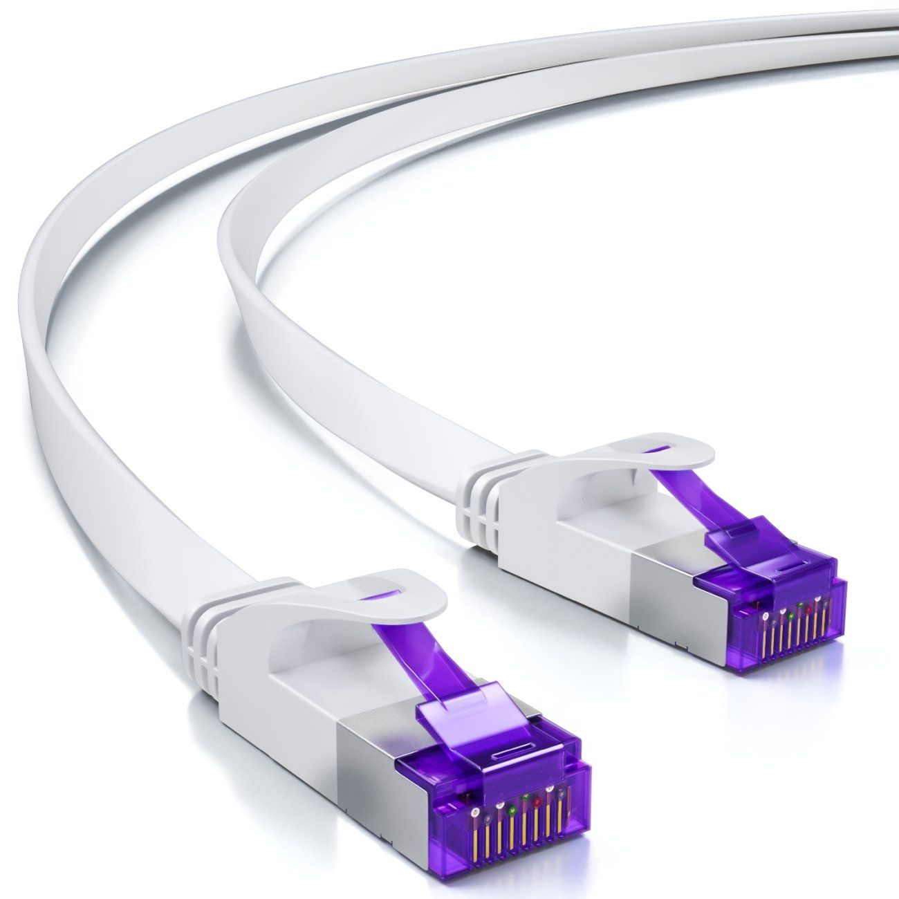 SPIDER INSTINCT 15M Flat Network Cable Cat7 (Cat 7 up to 10 Gbps) - RJ45 Ethernet Patch Cable - Installation Plate - For Internet Routers and Junction Boxes - White