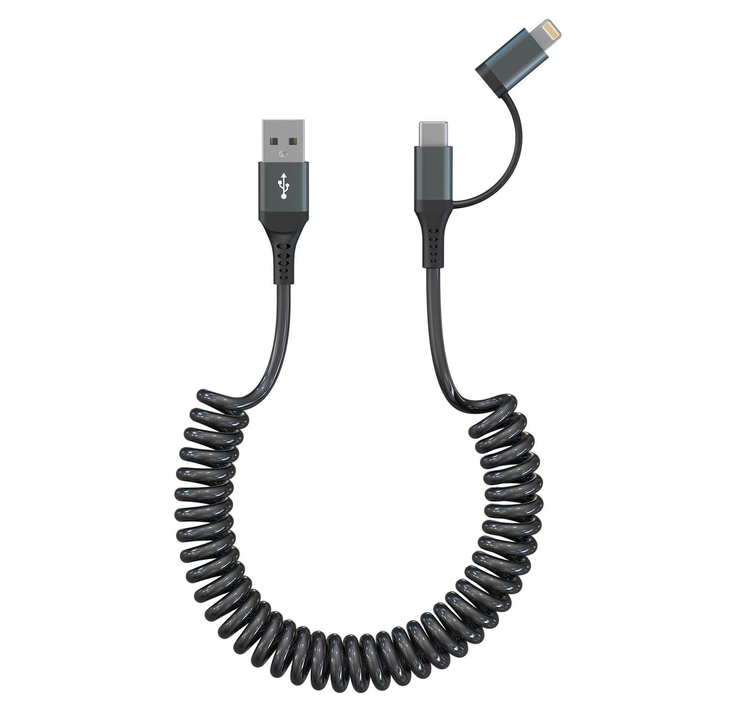 SUBZONAL-Cable Carplay USB Android Auto 2 en 1 - Cable USB A vers USB C et Lightning pour iPhone 16/15/14/Galaxy/Android, MFi Charge rapide & transmission de données Cable pour Apple CarPlay et Andro