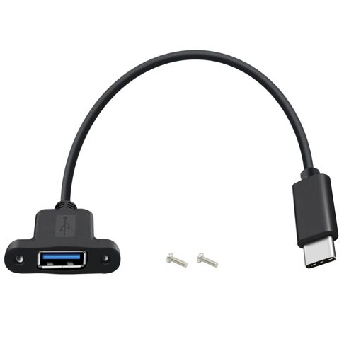 Adaptateur USB C vers USB 3.0 OTG avec Panneau de Montage - Noir, 0.3 m