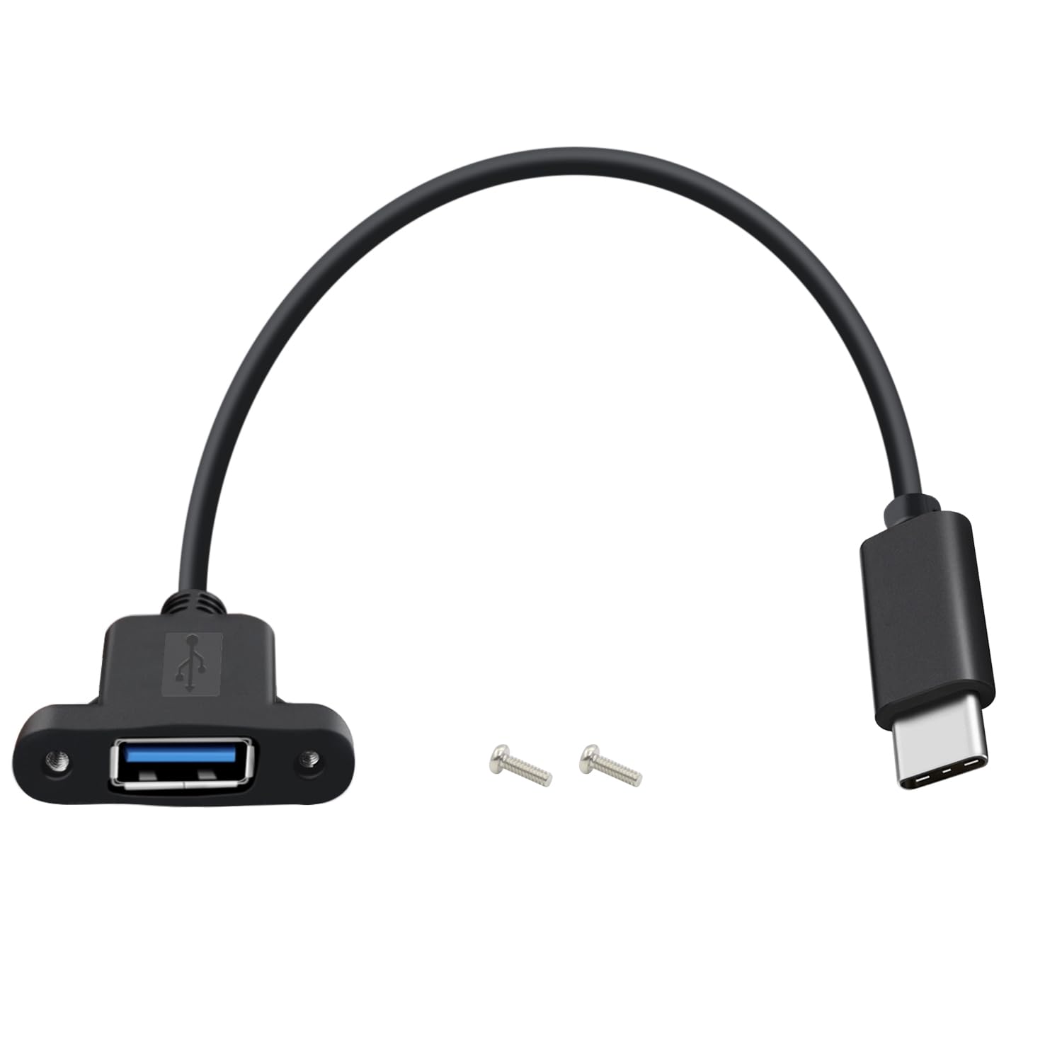 SUBZONAL-Adaptateur USB C vers USB 3.0 OTG avec Panneau de Montage Câble Adaptateur Type C Mâle vers Type A Femelle 10Gbps Haute Vitesse Convient pour Téléphone Portable, Disque Flash (Noir, 0.3 m)