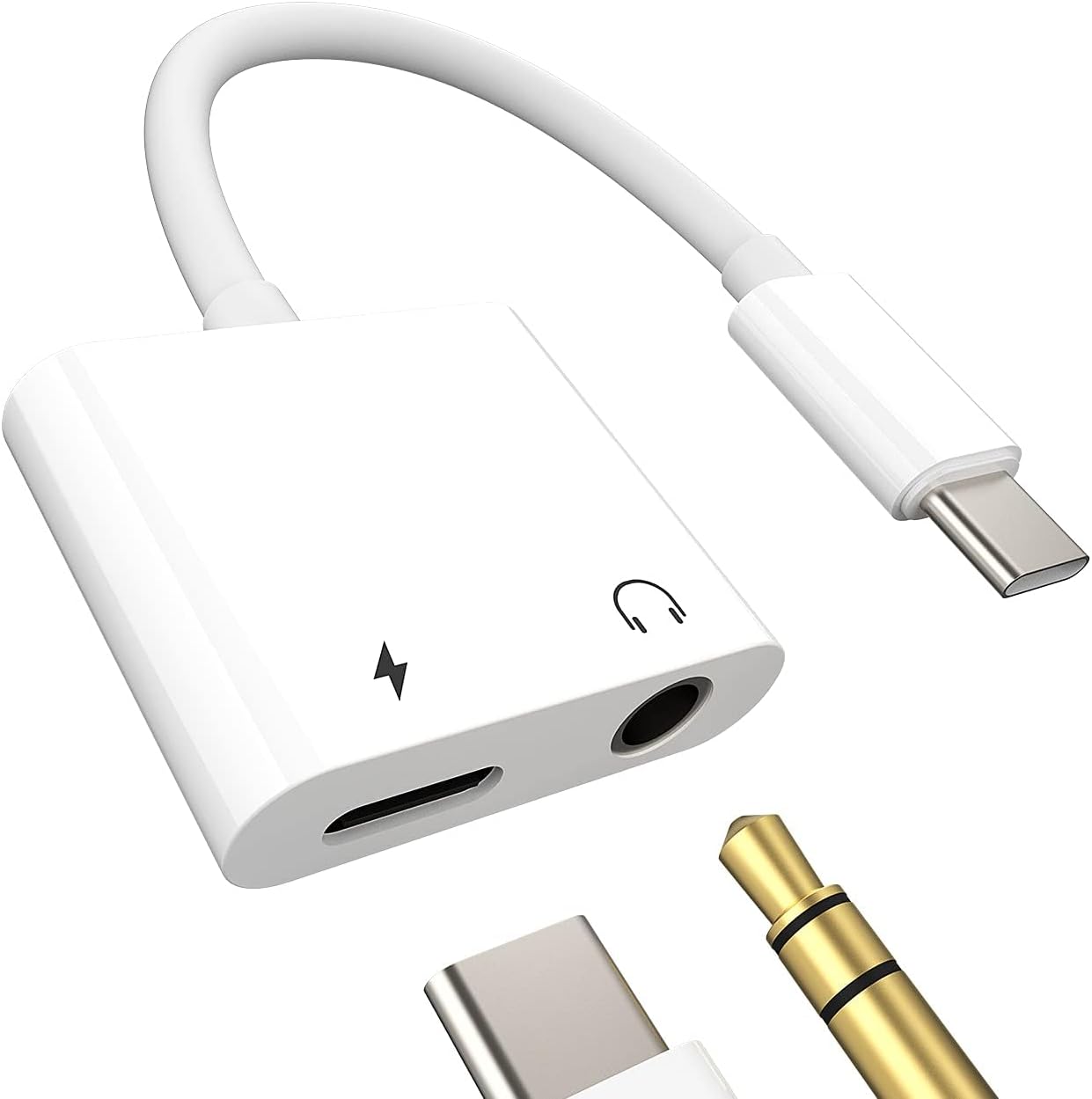 SUBZONAL-Adaptateur jack USB C 3,5 mm pour écouteurs vers type C - Câble de charge - 2 en 1 - Prise auxiliaire - Pour Sumsung Galaxy S22 Ultra S21fe Z Flip 4 A53 Apple iPad Pro Huawei P20 P30 P40 Xia