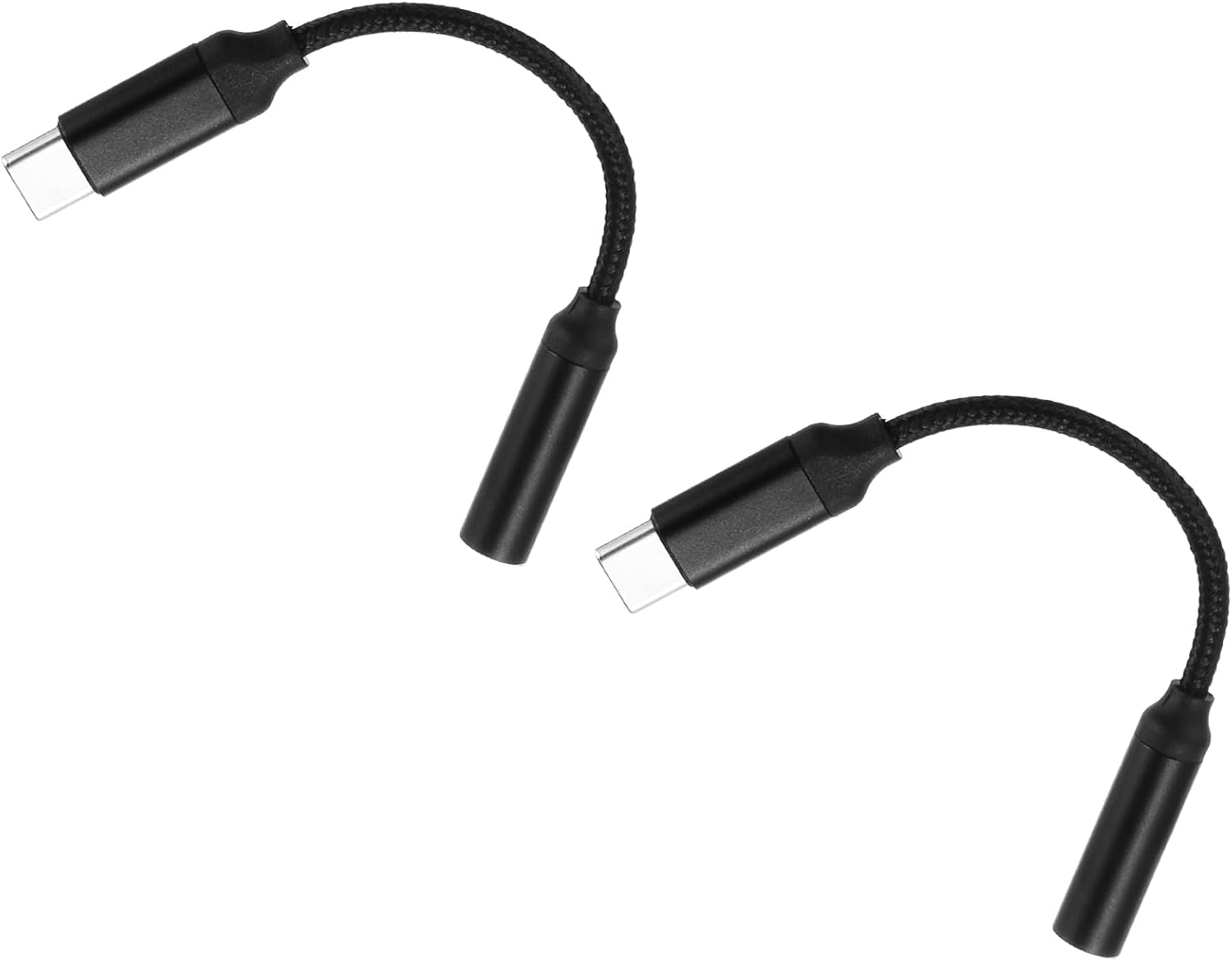SUBZONAL-2Pcs Câble Adaptateur USB C vers Jack Audio Auxiliaire Femelle 3,5 mm Type C vers Casque Stéréo TRS 3,5 mm pour Voiture HiFi Cord 7/16 Pouce pour Téléphone Enceinte, Noir