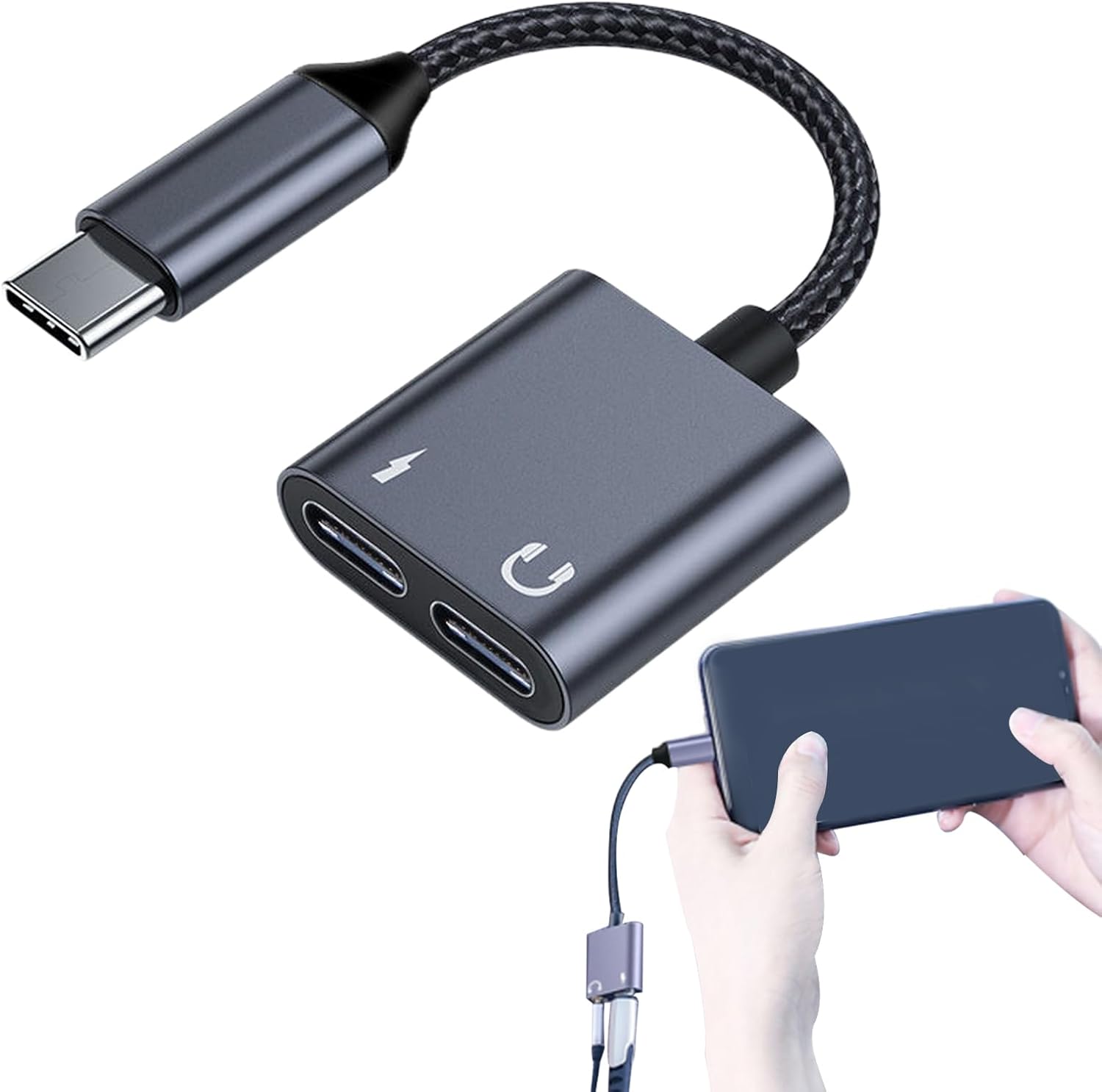 SUBZONAL-Adaptateur de Type C Prise Casque, câble convertisseur de dongle Audio  Câble Audio 2 en 1, Adaptateur de Chargeur, Charge Rapide, USB de Type C pour la Plupart des téléphones et tablettes