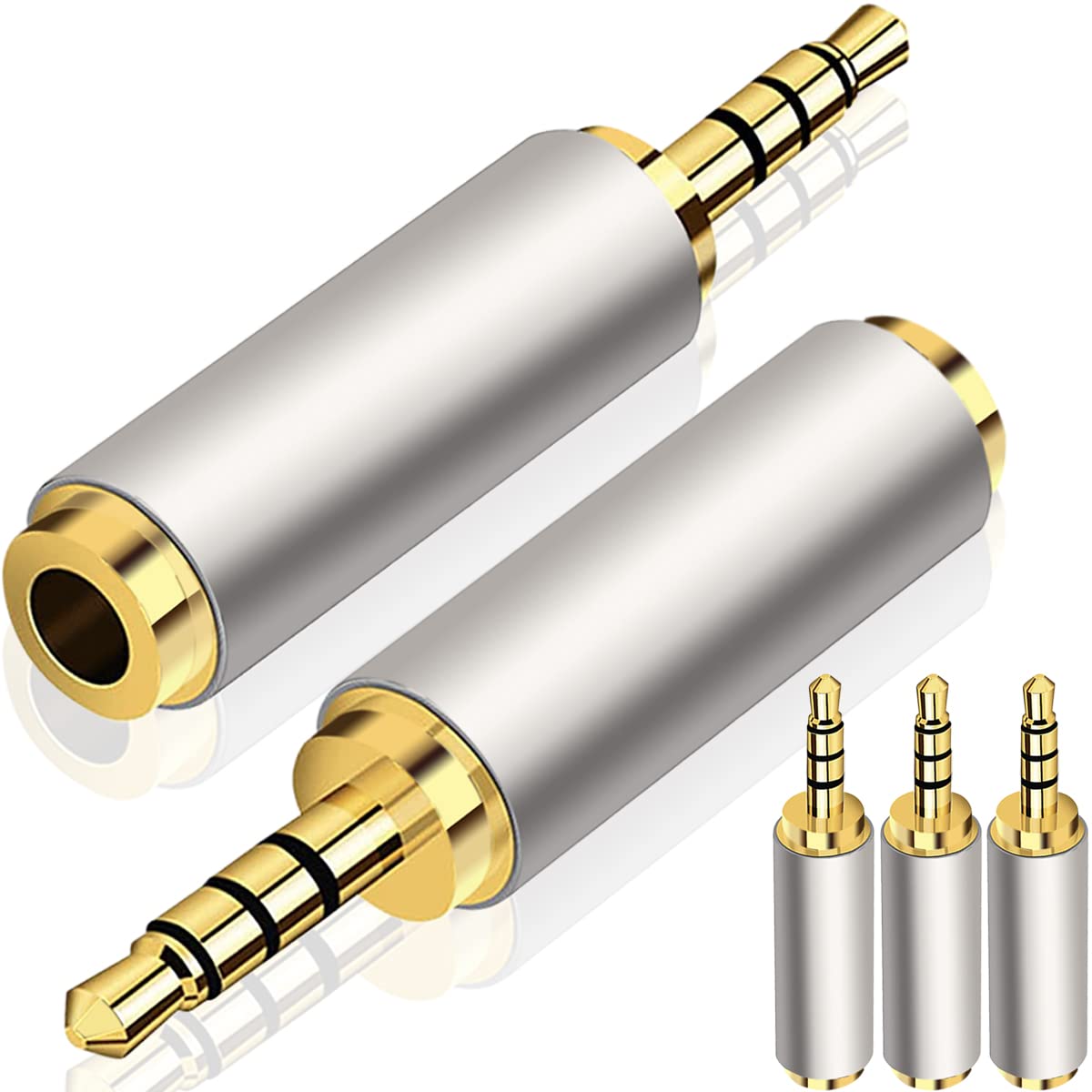 SUBZONAL-adaptateur jack 2,5mm vers 3,5mm audio mâle femelle casque convertisseur prise stéréo pour smartphones, micro, tablettes, lecteur CD, MP3-stéréo ou mono, 5 pièces