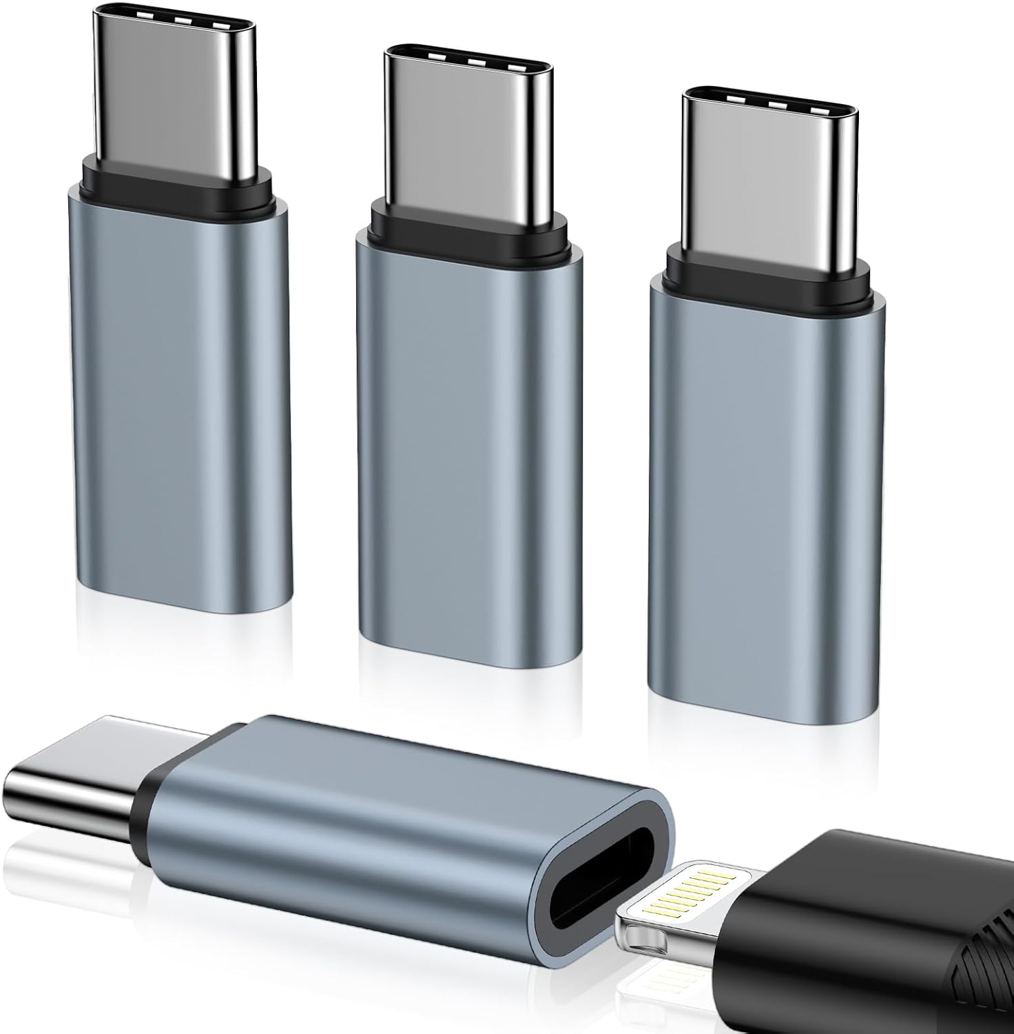 SUBZONAL-Lot de 4 adaptateurs Lightning vers USB C, adaptateur USB C vers Lightning pour iPhone 16/16 Pro/16 Pro Max/16 Plus/iPhone 15/iPhone 15 Pro, Galaxy S24/S23, i Pad, charge rapide, pas pour au