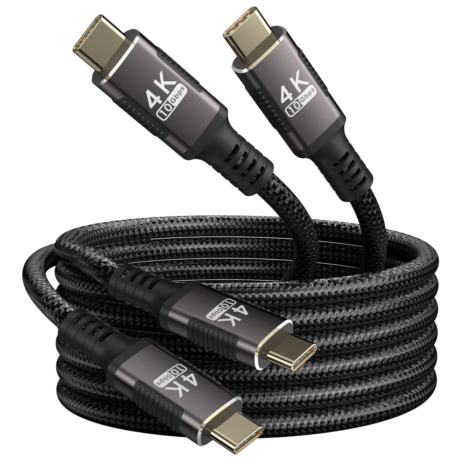 SUBZONAL-Long Cable USBC 2m*2 2M/Lot de 2 Compatible avec Thunderbolt 3,Cable USB C 3.1 10Gbps Transfert de données,Type C 100W charge rapide,4K@60Hz/2K@120Hz Transfert Video HD pour Display.