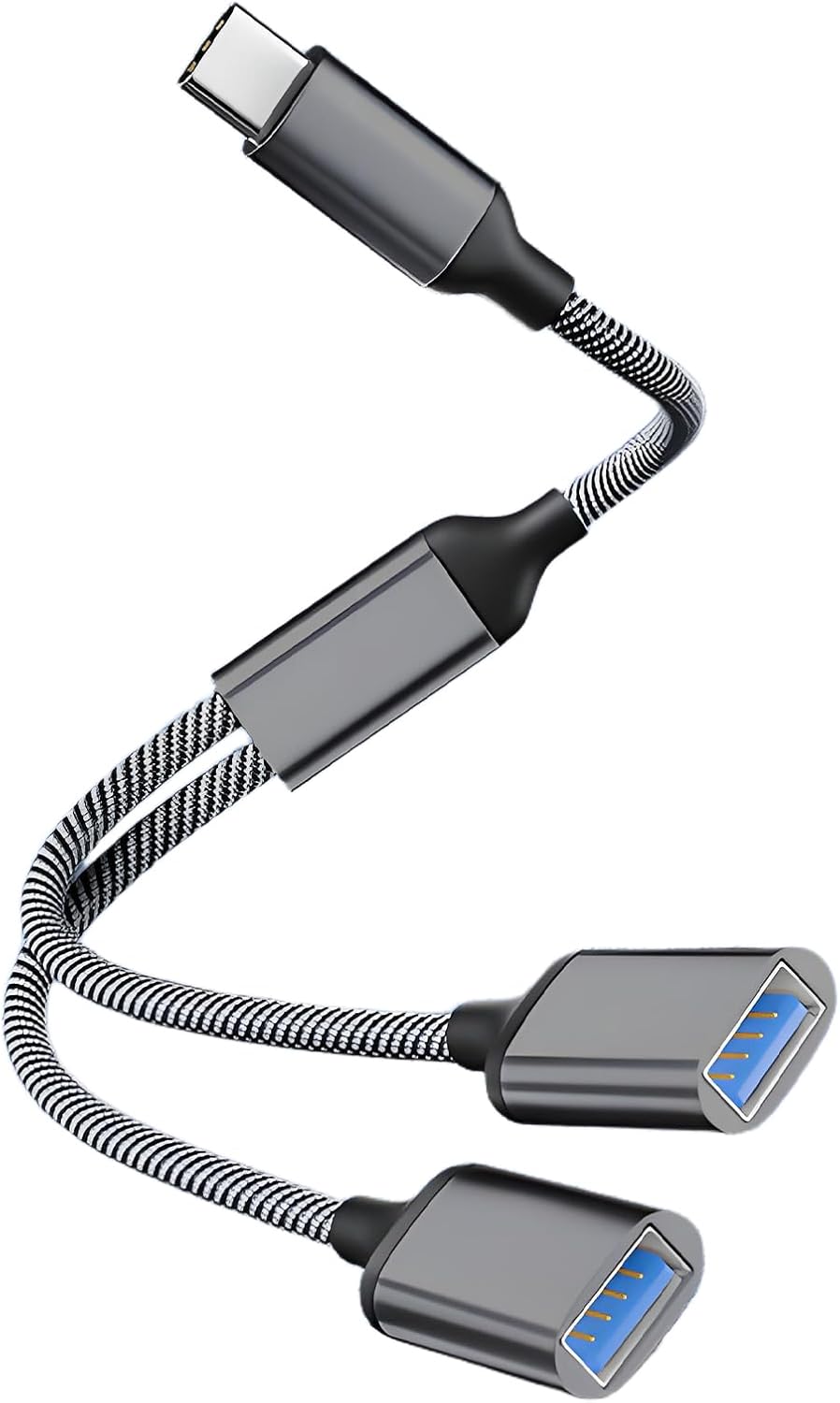 SUBZONAL-Répartiteur USB C 1 vers 2, type C pour alimentation et données, connecteur mâle de type C vers 2 USB A femelle, adaptateur compatible avec téléphones portables, tablettes, ordinateurs