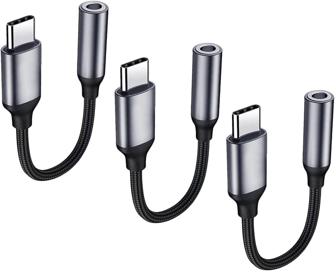 SUBZONAL-3 Pièces Adaptateur de Prise de Casque à 3,5mm, Adaptateur Jack USB Type C Audio Puce DAC Haute Résolution Adaptateur USB C Jack 3.5mm écouteurs Audio Numérique Type C vers Audios Câble Audi