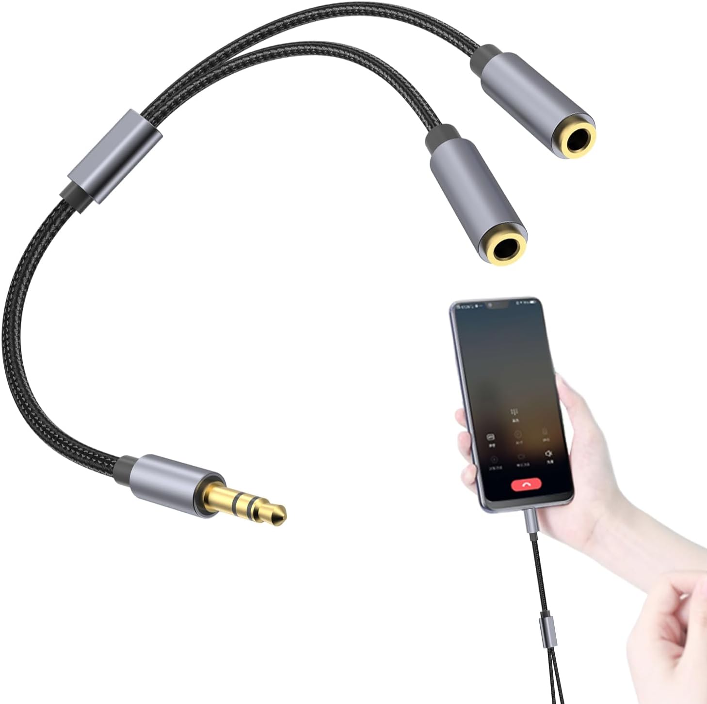 SUBZONAL-Répartiteur audio de 3,5 mm - Prise casque, suppression du son - Câble Y à réduction du bruit avec connecteur stable pour téléphone, tablette, ordinateur portable, PC, voiture et autres audi
