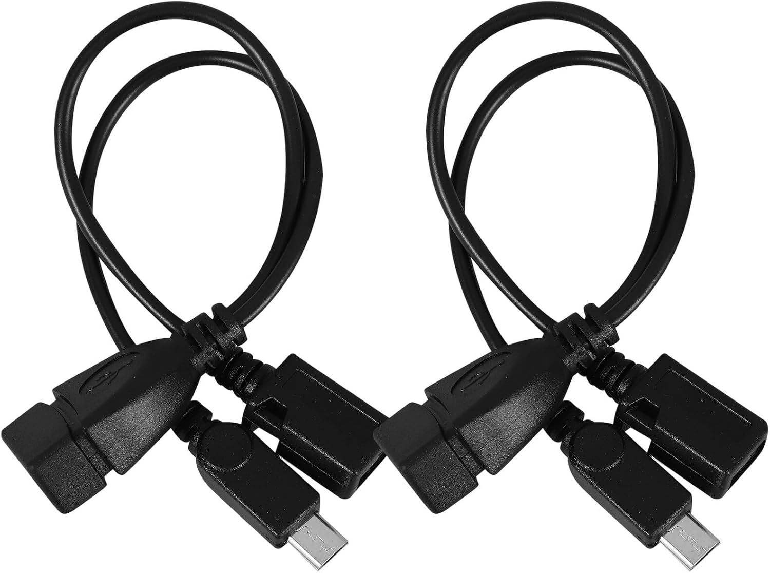 SUBZONAL-2 pièces Câble OTG Micro USB vers Adaptateur Double Port pour Téléphones et Tablettes Connexion Pratique et Portable Compatible Clé Multimédia et Console Rétro Noir