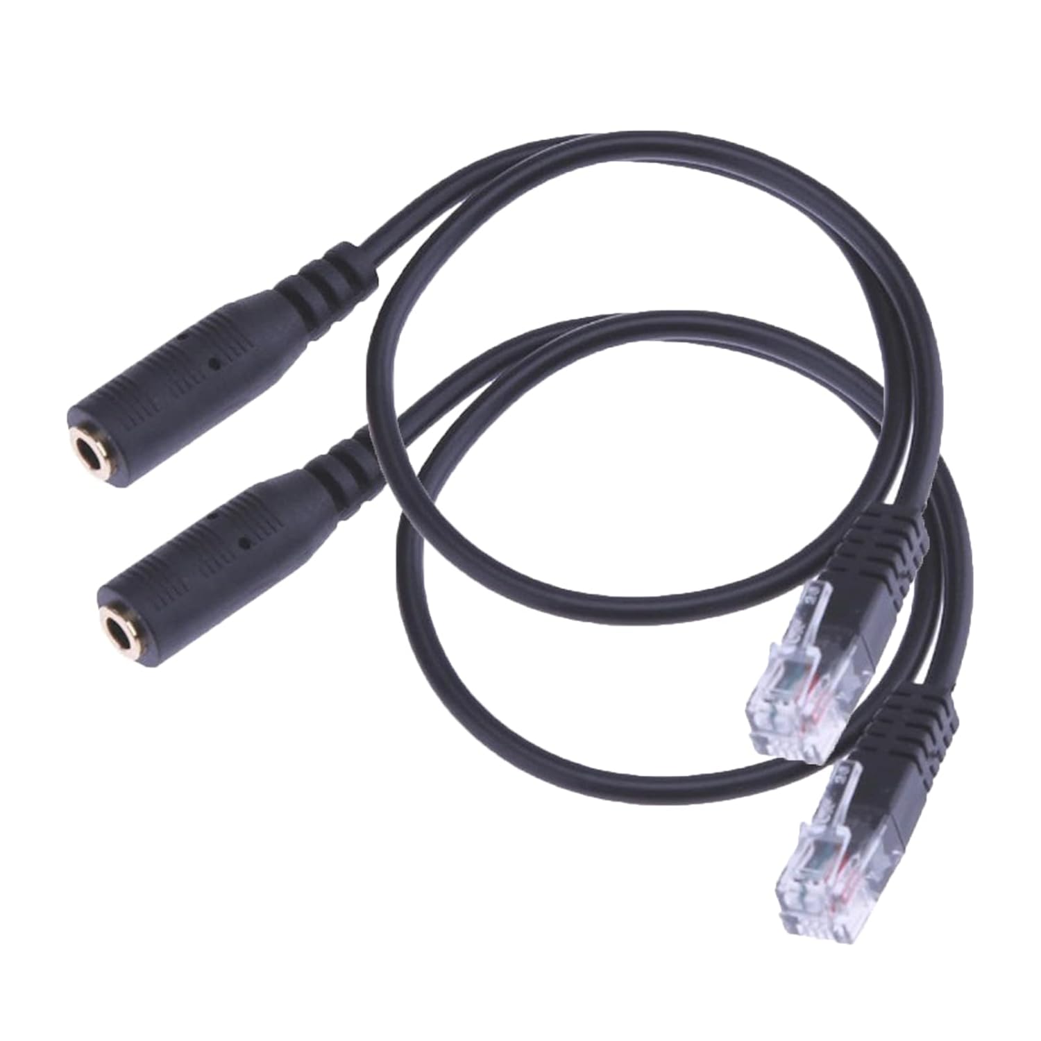SUBZONAL-Lot de 2 câbles adaptateurs RJ9 vers 3,5 mm 4P4C RJ9/RJ10 mâle vers 3,5 mm femelle stéréo convertisseur casque cordon téléphonique câble audio pour la maison, le bureau, les téléphones IP Ci