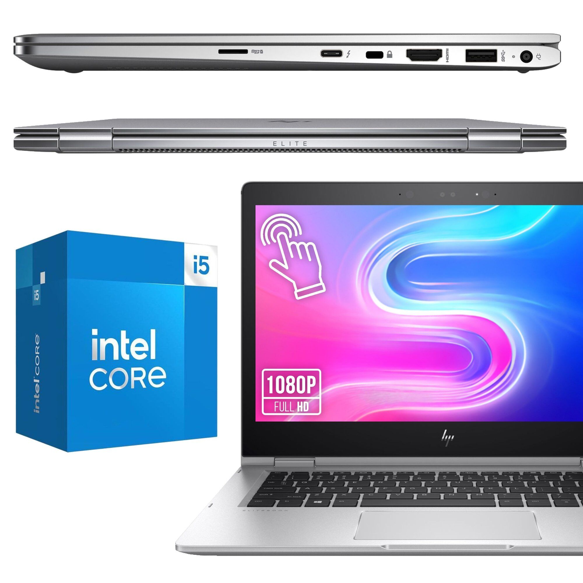 Ordinateur portable 2W1 HP ELITEBOOK X360 1030 G2 i5-7300U 8Go 256Go SSD FHD Tactile W10P