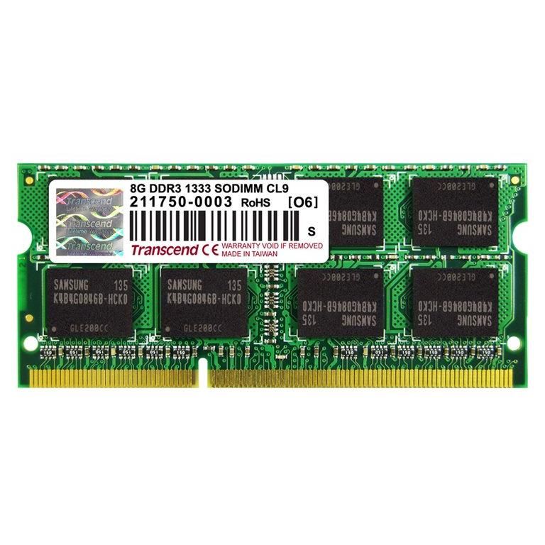 Transcend - DDR3 - module - 8 Go - SO DIMM 204 broches - 1333 MHz / PC3-10600 - CL9 - 1.5 V - mémoire sans tampon - non ECC - pour Dell OptiPlex 90XX; HP ENVY Laptop dv6, dv7; Pavilion Laptop...