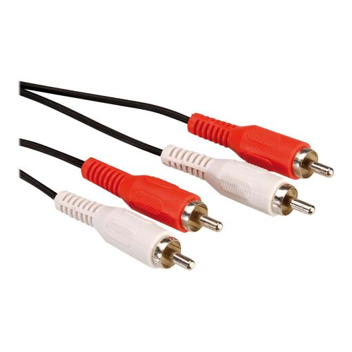 Cable de audio Secomp - 5 m, RCA macho a RCA macho, blindado, negro