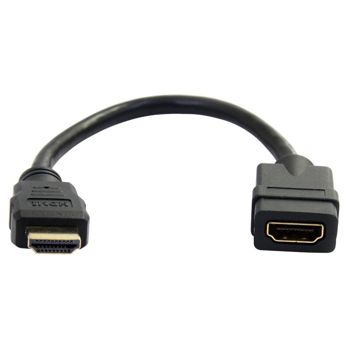 StarTech.com Cable de protection pour port HDMI Ultra HD 4k x 2k - M/F (HDMIEXTAA6IN) - Câble HDMI - HDMI mâle pour HDMI femelle - 15 cm - noir - pour P/N: CDP2HDMM2MB, DP2HDMM2MB, HDDVIMM3, HDMM1MP, HDMM2MP, HDMM3MP, HDPMM50, MDP2HDMM2MB