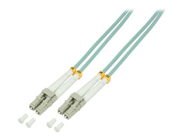 LogiLink - Cordon de raccordement - LC multi-mode (M) pour LC multi-mode (M) - 10 m - fibre optique - duplex - 50 / 125 microns - OM3 - sans halogène - turquoise