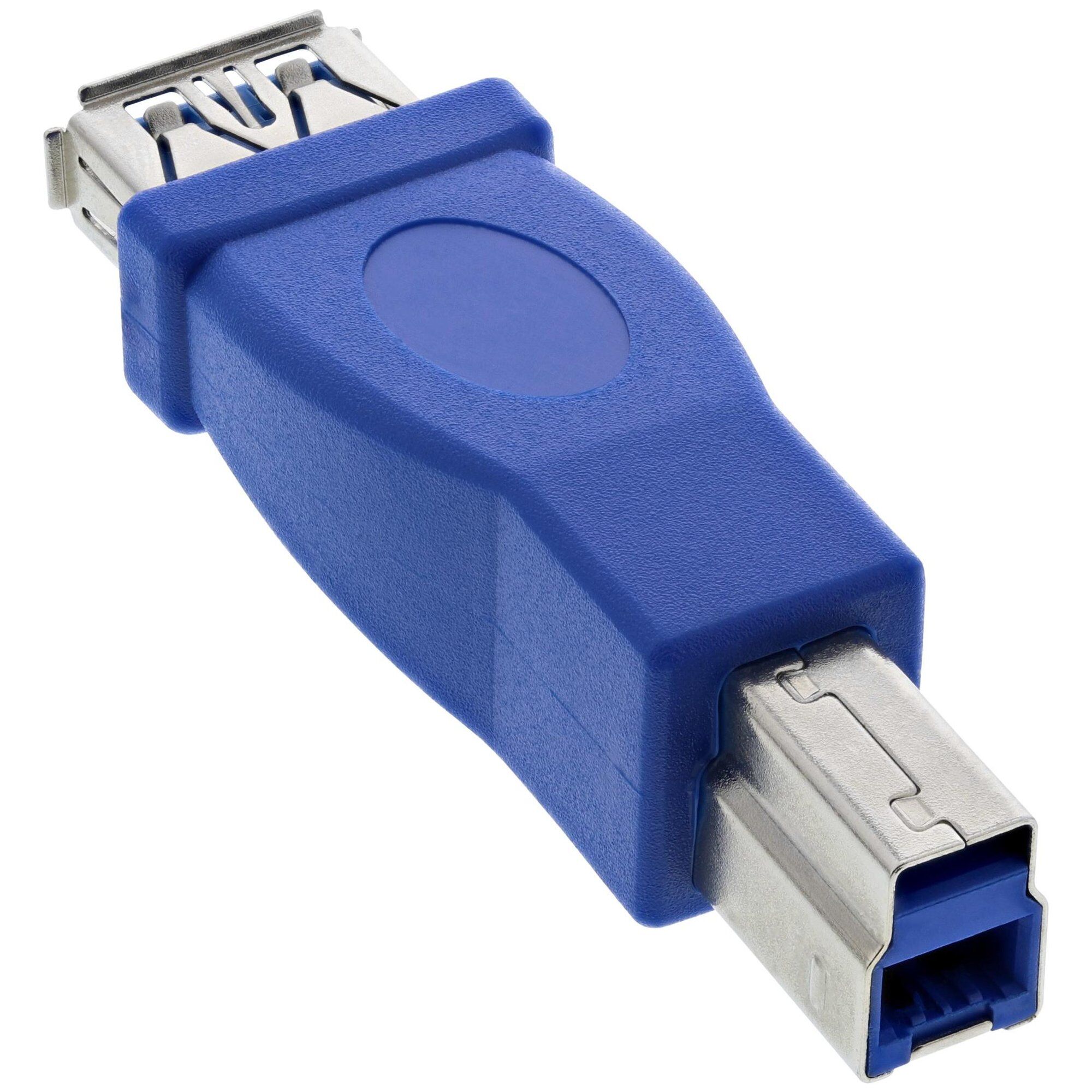 InLine 35300D changeur de genre de câble USB 3.0 A female USB 3.0 B Bleu