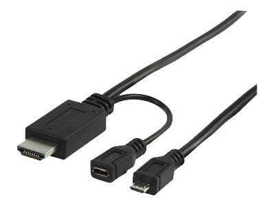 Valueline - Câble vidéo/audio - Micro-USB de type B mâle pour HDMI, Micro-USB de type B - 1 m - noir