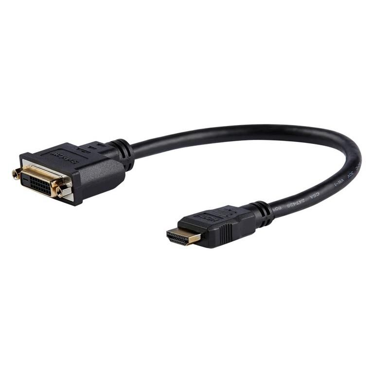 StarTech.com Cable adaptateur video HDMI vers DVI-D de 20 cm - HDMI male vers DVI femelle - Adaptateur vidéo - HDMI mâle pour DVI-D femelle - 20.32 cm - blindé - noir - pour P/N: BNDDKT30CAHV, CDP2DVIMM2MB, DKT30CSDHPD, DKT30CSDHPD3, DP2DVI2MM3...