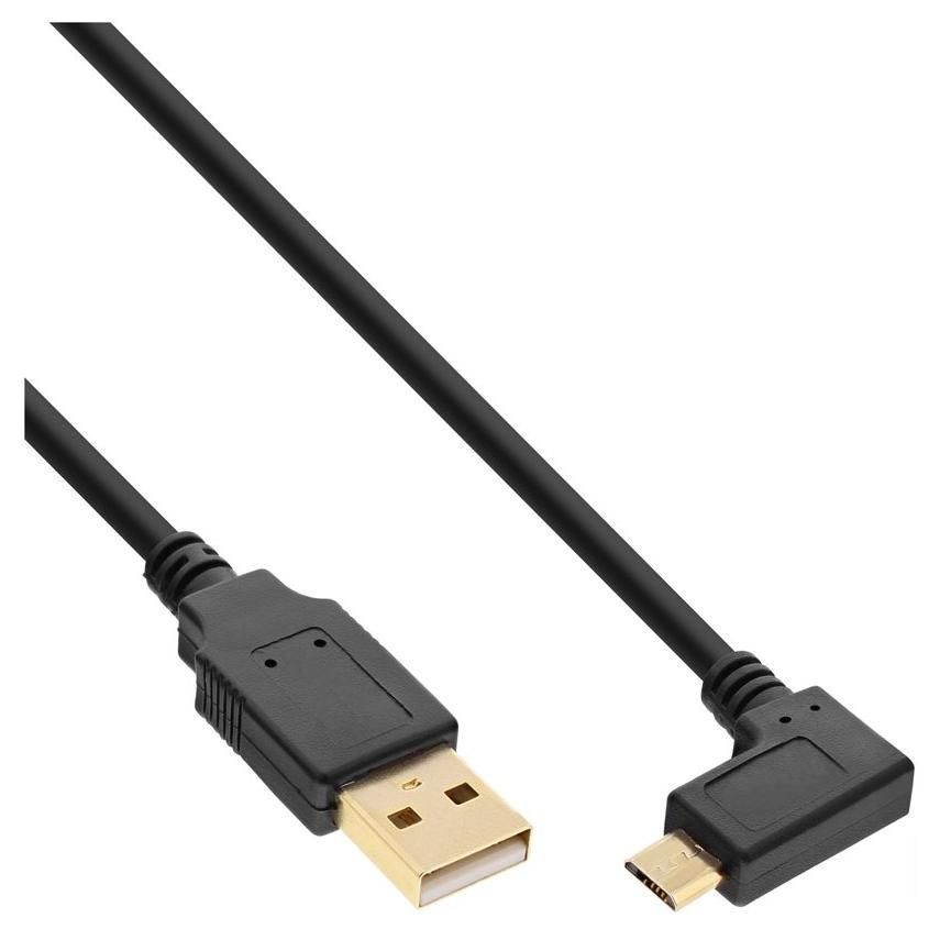 InLine - Câble USB - USB (M) pour Micro-USB de type B (M) incliné - 1 m - noir