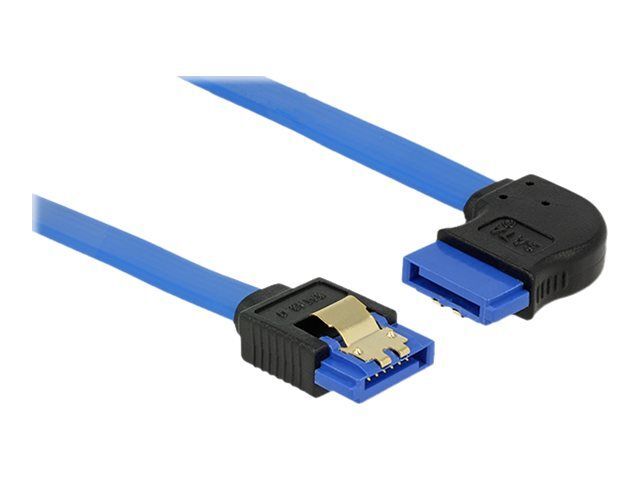 Delock - Câble SATA - Serial ATA 150/300/600 - SATA (R) angle droit pour SATA (R) droit - 50 cm - verrouillé - bleu