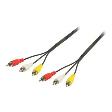 Valueline 3m 3x RCA m/m câble video composite 3 x RCA Noir