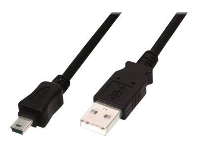 DIGITUS DK-300108-018-S - Câble USB - mini USB type B (M) pour USB (M) - USB 2.0 - 1.8 m - moulé - noir