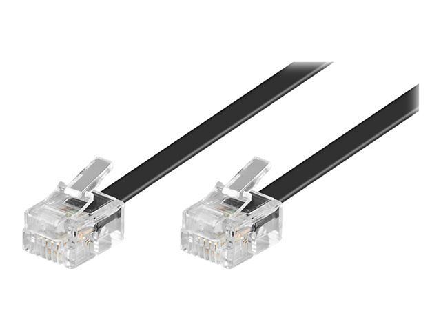 PremiumCord - Câble de téléphone - RJ-11 (M) pour RJ-11 (M) - 3 m - plat - noir
