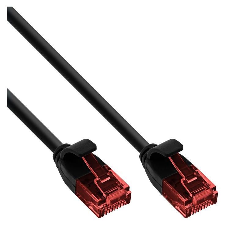 InLine - Cordon de raccordement - RJ-45 (M) pour RJ-45 (M) - 50 cm - UTP - CAT 6 - moulé, rond, sans crochet - noir