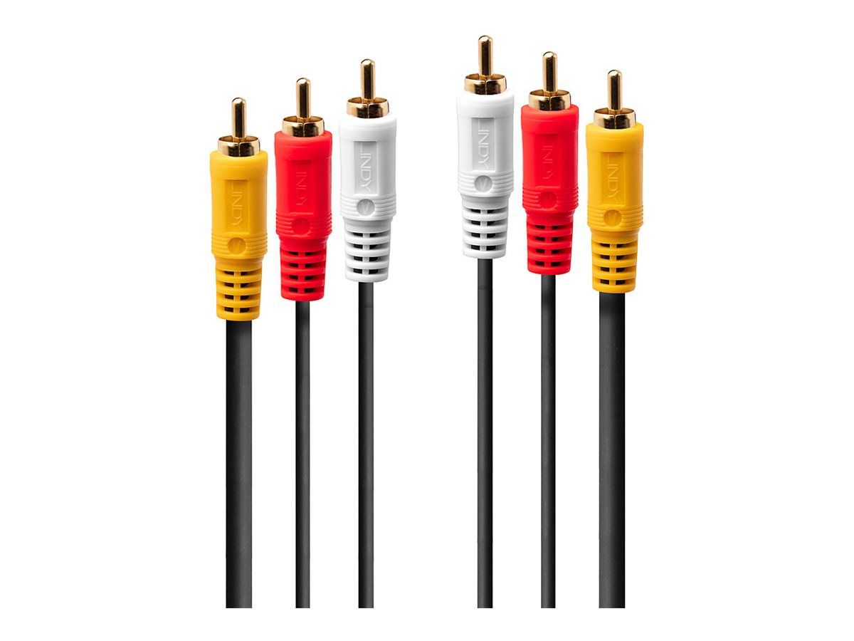 Lindy Premium - Câble vidéo/audio - vidéo / audio composite - phono RCA x 3 mâle pour phono RCA x 3 mâle - 1 m - blindé - noir - moulé