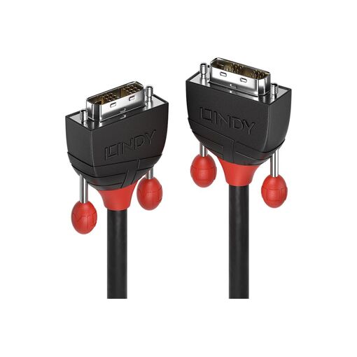 Câble Lindy Black Line DVI - 1 m, Connecteur mâle-mâle, Rond, Écrou fileté, Supporte 1080p