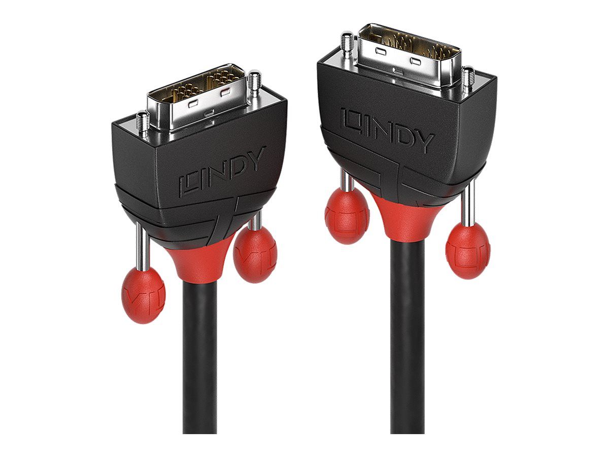 Lindy Black Line - Câble DVI - liaison simple - DVI-D (M) pour DVI-D (M) - 1 m - rond, vis moletées, support 1080p - noir