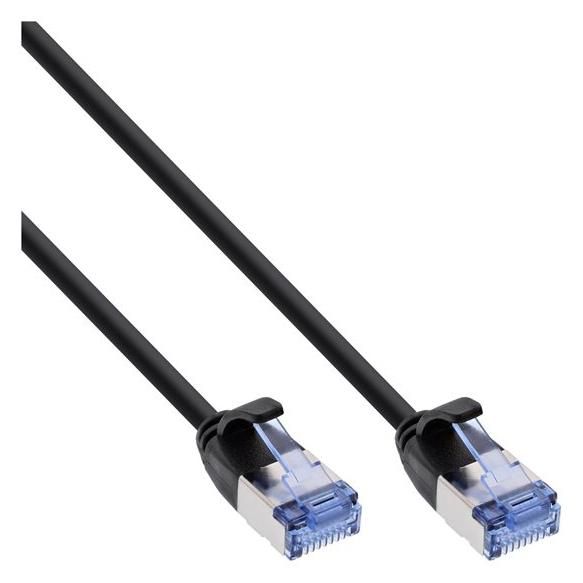 InLine Slim - Cordon de raccordement - RJ-45 (M) pour RJ-45 (M) - 1.5 m - U/FTP, PiMF - CAT 6a - moulé, rond, sans crochet - noir