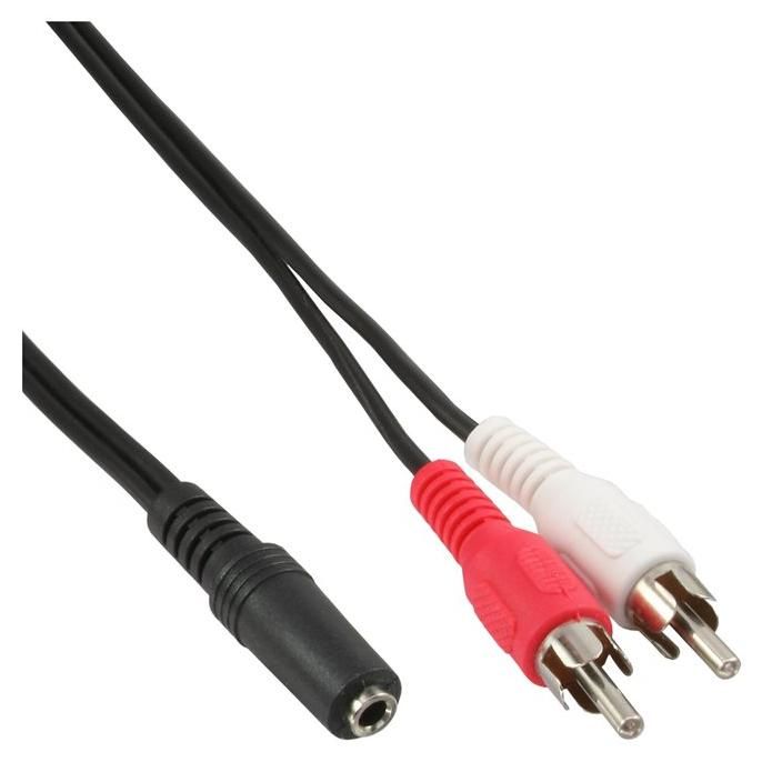 InLine - Câble audio - RCA x 2 mâle pour mini-phone stereo 3.5 mm femelle - 5 m - blindé - noir
