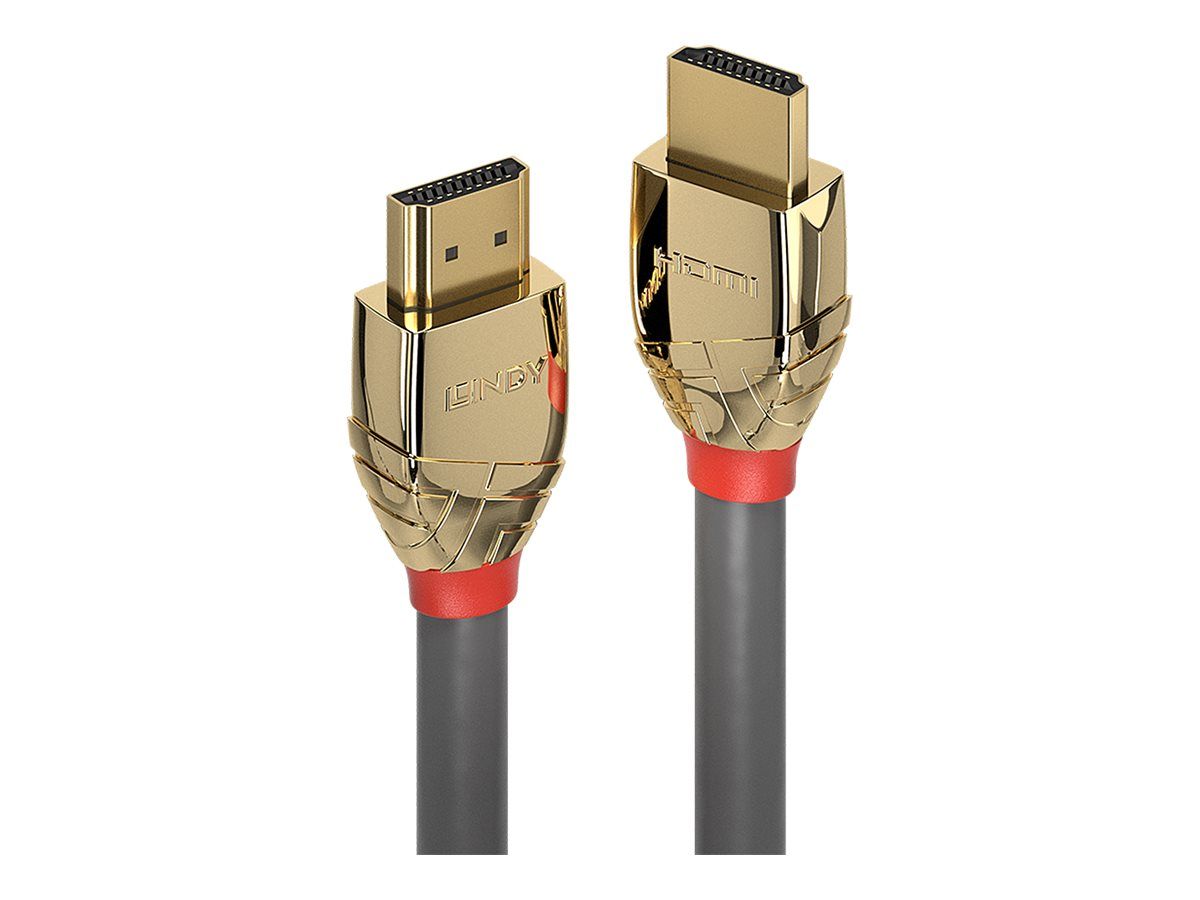 Lindy Gold Line Standart with Ethernet - Câble HDMI avec Ethernet - HDMI mâle pour HDMI mâle - 10 m - triple blindage - gris - support 4K