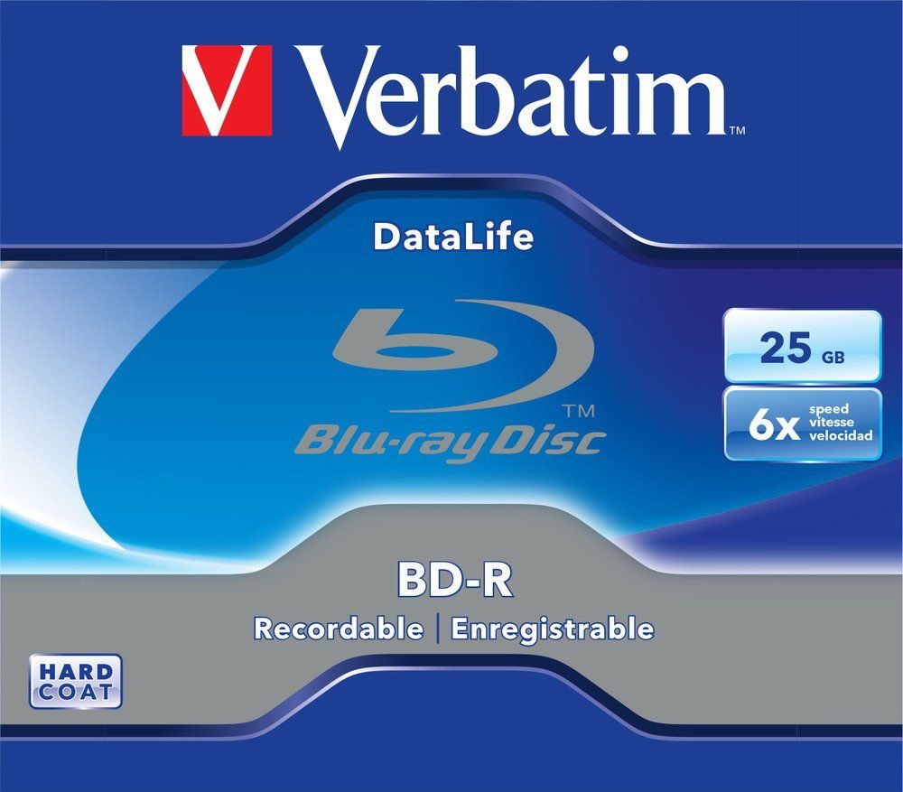 VERBATIM DataLife BD-R BD-R 25Go 1pièce(s) - disques Vierges Blu-Ray (BD-R, 120 mm, 25 Go, 6X, Coffret Ã  Bijoux, 1 pièce(s))