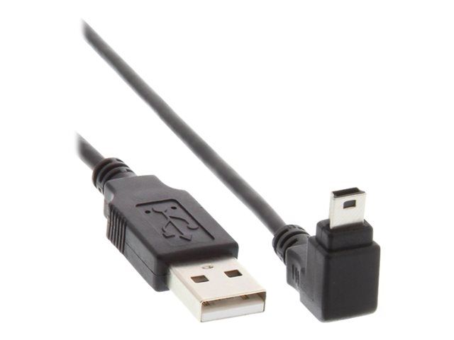InLine - Câble USB - mini USB type B (P) pour USB (M) - USB 2.0 - 3 m - connecteur à 90° - noir